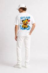 LETS PLAY HARD | SIRT BASKILI %100 PAMUK HEAVY COTTON PREMIUM KALİTE T-SHIRT (Y316)