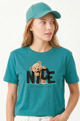 TEDDY BEAR NICE TO MEET U | %100 PAMUK HEAVY COTTON PREMIUM KALİTE T-SHIRT (Y327)