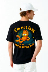 LAZY GARFIELD | SIRT BASKILI %100 PAMUK HEAVY COTTON PREMIUM KALİTE T-SHIRT (Y335)