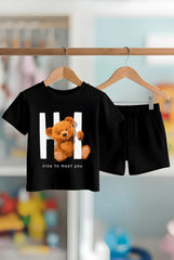 ŞORT TİŞÖRT TAKIMI | TEDY BEAR HI | %100 PAMUK PREMIUM KALİTE (S022)