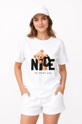 TEDDY BEAR NICE TO MEET U | %100 PAMUK HEAVY COTTON PREMIUM KALİTE T-SHIRT (Y327)