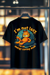 LAZY GARFIELD | SIRT BASKILI %100 PAMUK HEAVY COTTON PREMIUM KALİTE T-SHIRT (Y335)