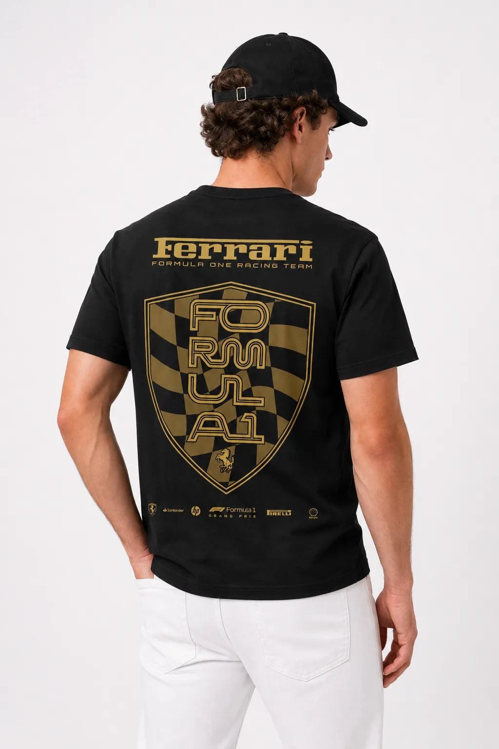 FERRARI F1 GOLD | %100 PAMUK SIRT BASKILI HEAVY COTTON PREMIUM KALİTE T-SHIRT (Y346)