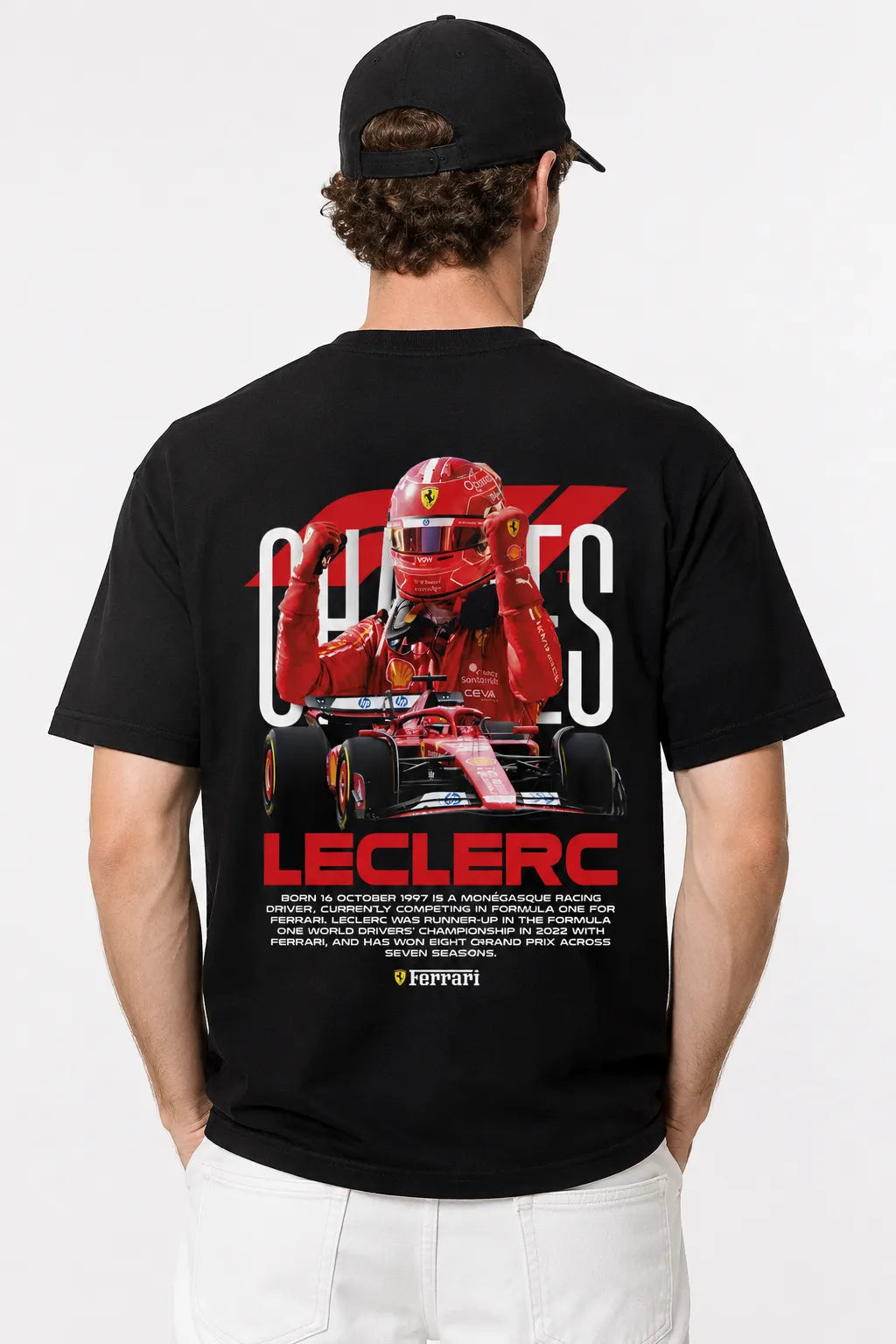 CHARLES LECLERC FERRARI  | %100 PAMUK SIRT BASKILI HEAVY COTTON PREMIUM KALİTE T-SHIRT (Y361)