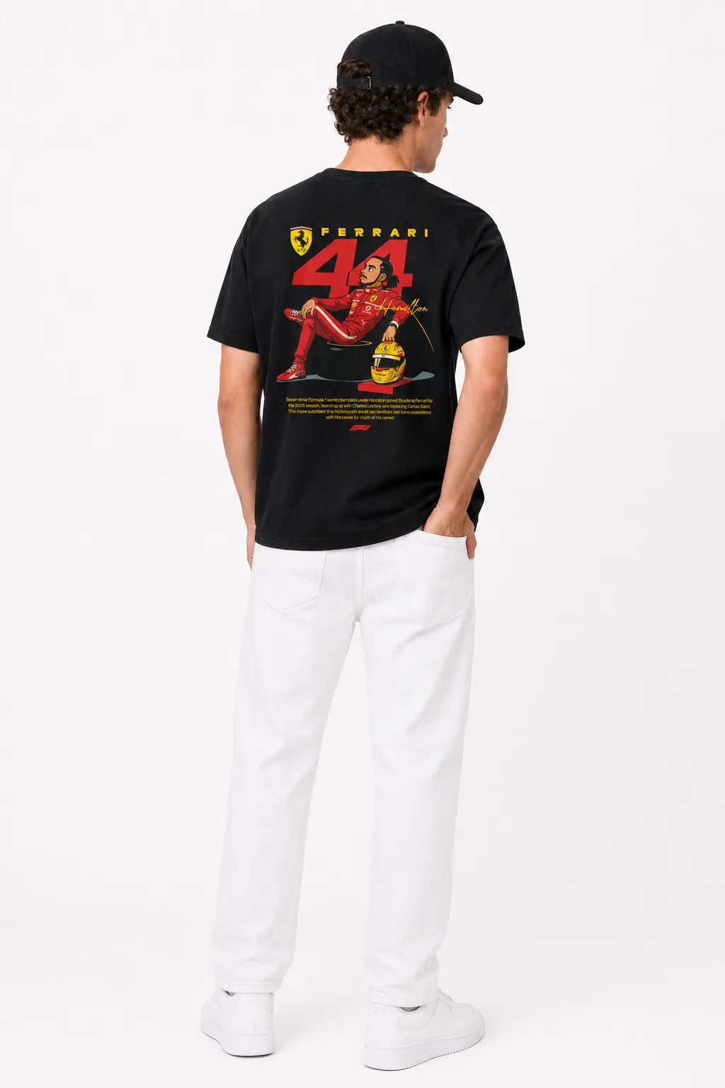 HAMILTON FORMULA 1 FERRARI  | %100 PAMUK SIRT BASKILI HEAVY COTTON PREMIUM KALİTE T-SHIRT (Y362)