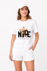 TEDDY BEAR NICE TO MEET U | %100 PAMUK HEAVY COTTON PREMIUM KALİTE T-SHIRT (Y327)
