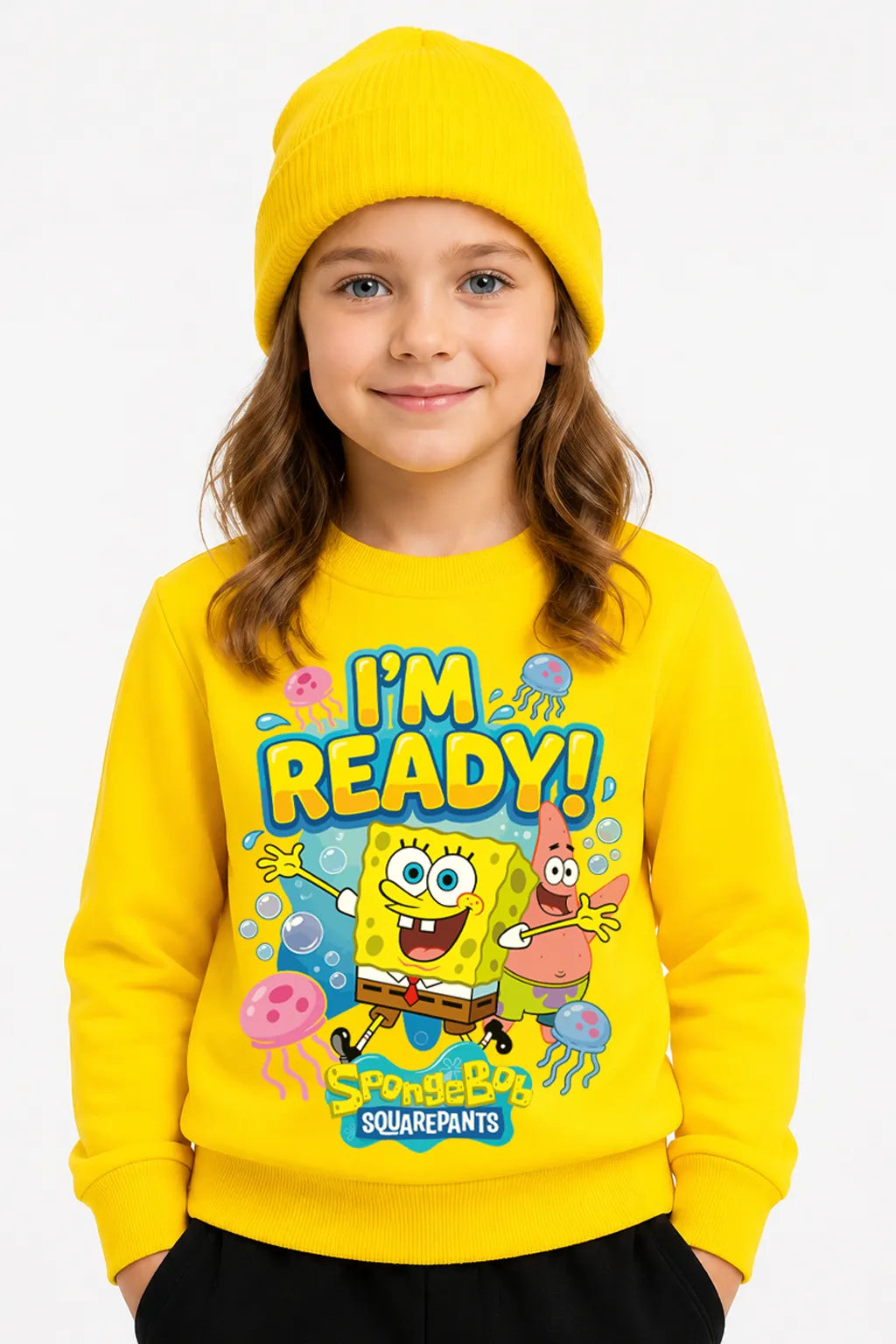 Sünger Bob I'm Ready | Sweatshirt | Kız Çocuk (CSW028)