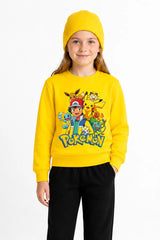 Ash ve Pikachu | Sweatshirt | Kız Çocuk (CSW029)