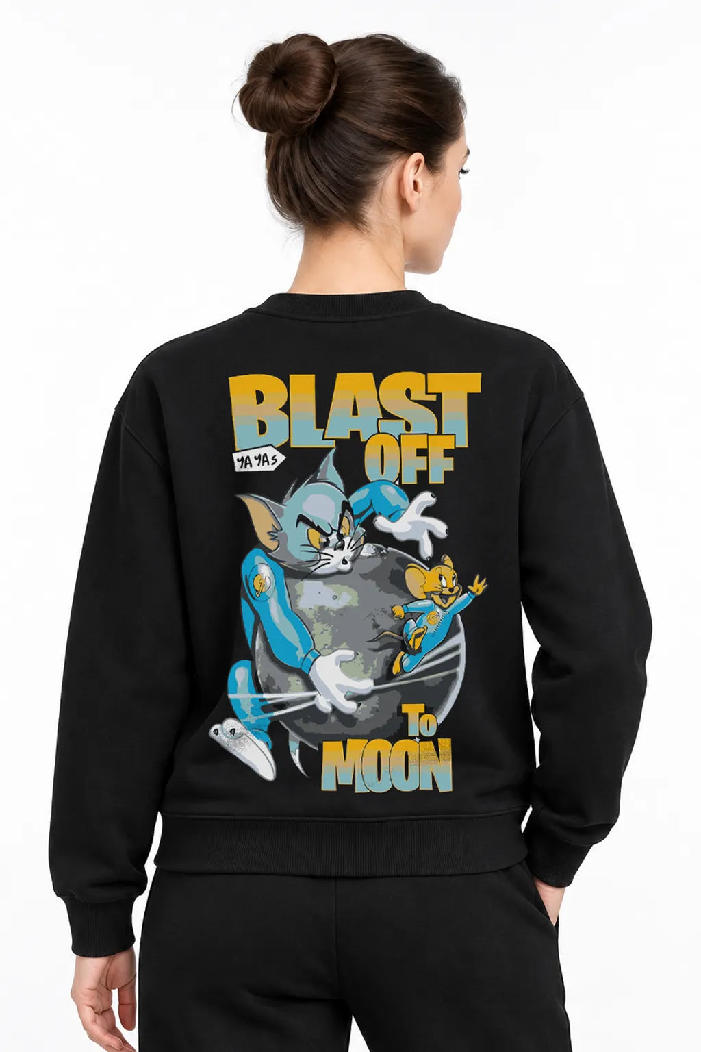 Tom Jerry Moon | BL Sweatshirt | Kadın (YSW374)
