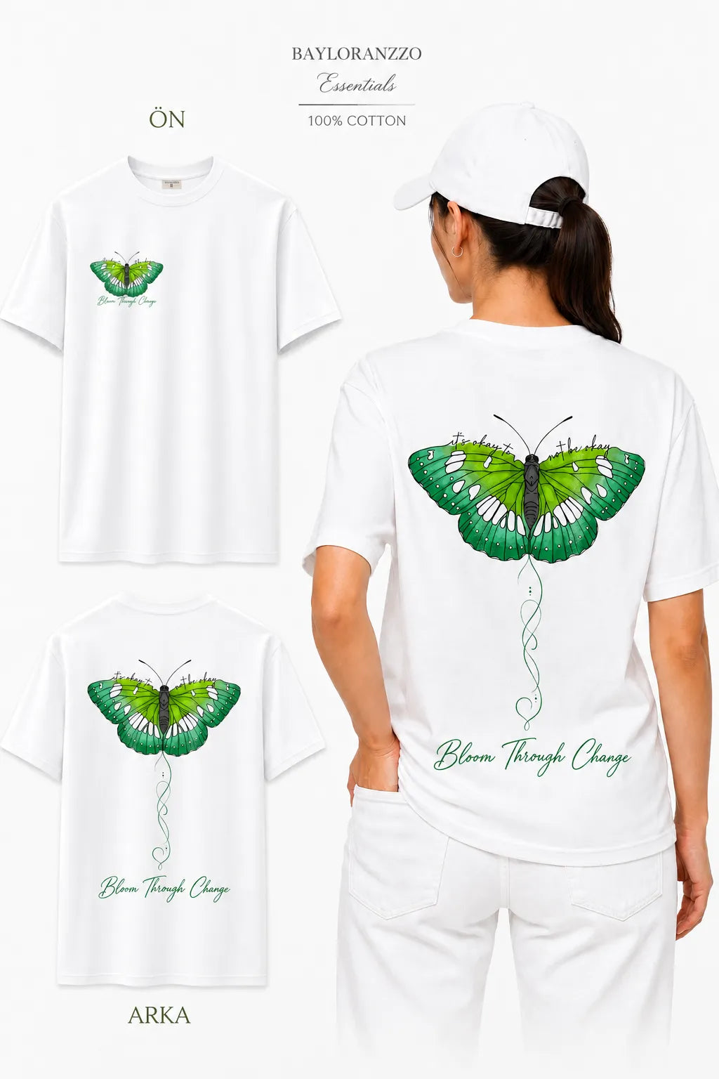 BLOOM THROUGH CHANGE | %100 PAMUK HEAVY COTTON PREMIUM KALİTE T-SHIRT (Y513)